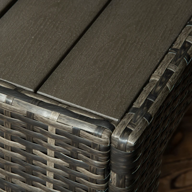 Outsunny Outdoor Daybed with Canopy, 4 Piece Sectional Patio Furniture Set, Cushions, Coffee Table Ottoman, PE Wicker Conversation Sofa Set & Convertible Sunbed, Gray