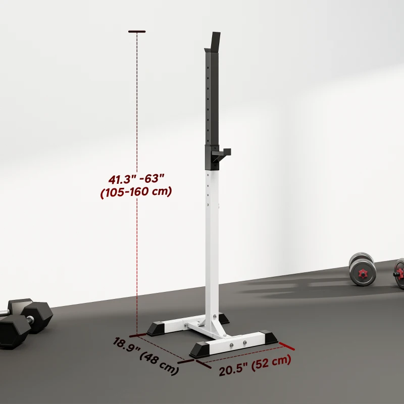 Soozier Adjustable Barbell Rack Stable Power Squat Stand Portable 2 Bars Barbell Holder Weight Rack, Black and White