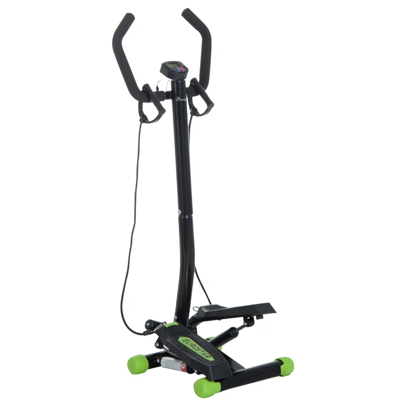 Soozier Mini Stepper with Resistance Bands, Stair Stepper with LCD Monitor for Home Gym