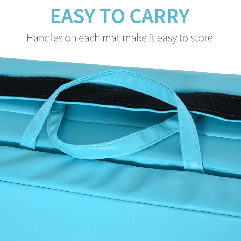 Soozier 4'x8'x2" Folding Gymnastics Tumbling Mat, Exercise Mat with Carrying Handles for Yoga, MMA, Martial Arts, Stretching, Core Workouts, Light Blue