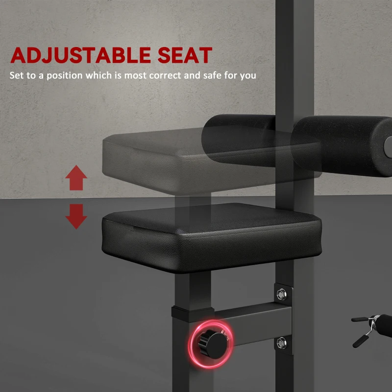 Soozier LAT Pull Down Machine Cable Machine, High and Low Pulley Station with Adjustable Seat, for Home Gym