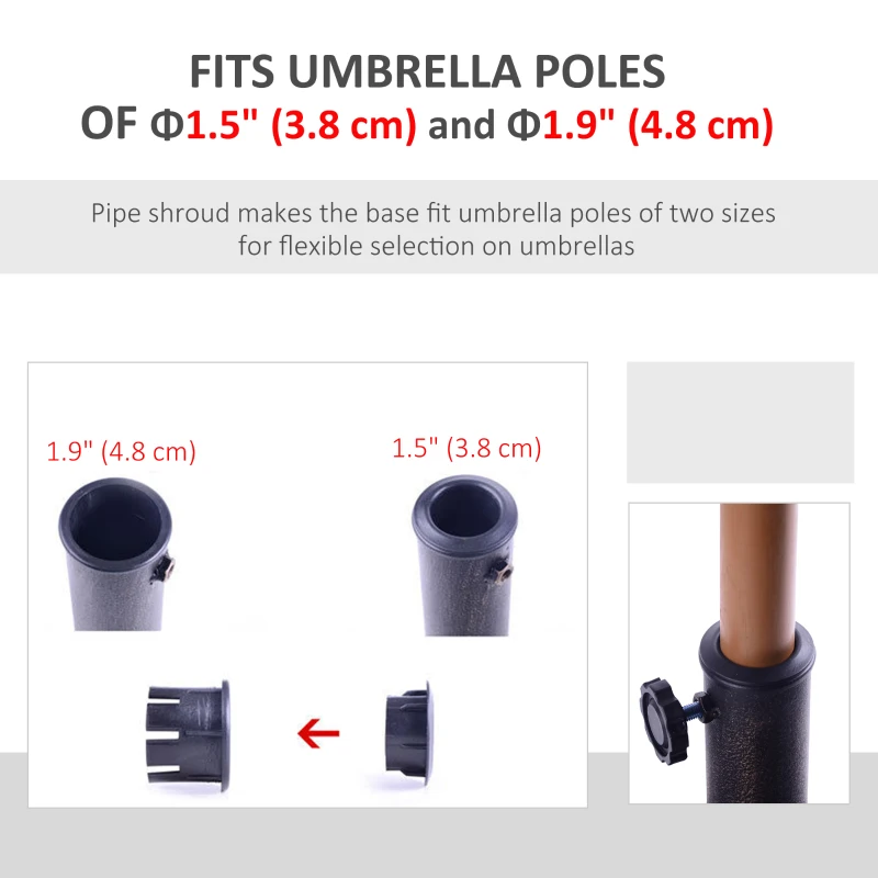 Outsunny Resin Round Patio Umbrella Stand Base Coated Pole Market Garden Umbrella Holder Parasol Holder Bronze