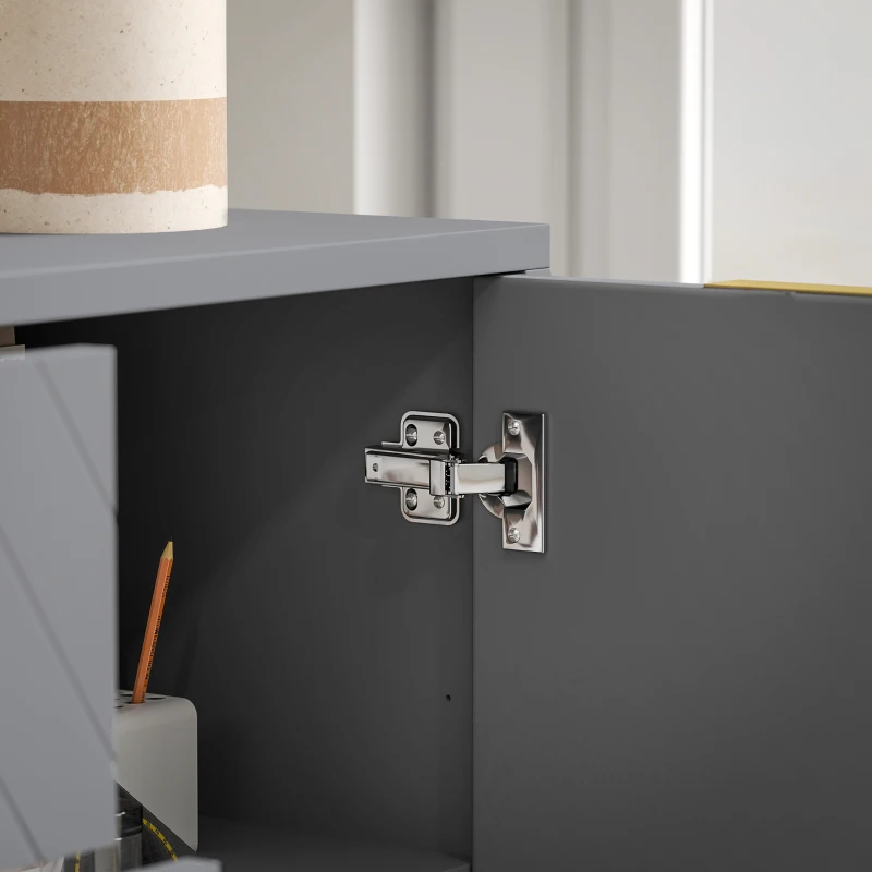 HOMCOM Sideboard Storage Cabinet with 3 Drawers, Adjustable Shelves and Doors, Kitchen Buffet Cabinet for Dining Room, Grey