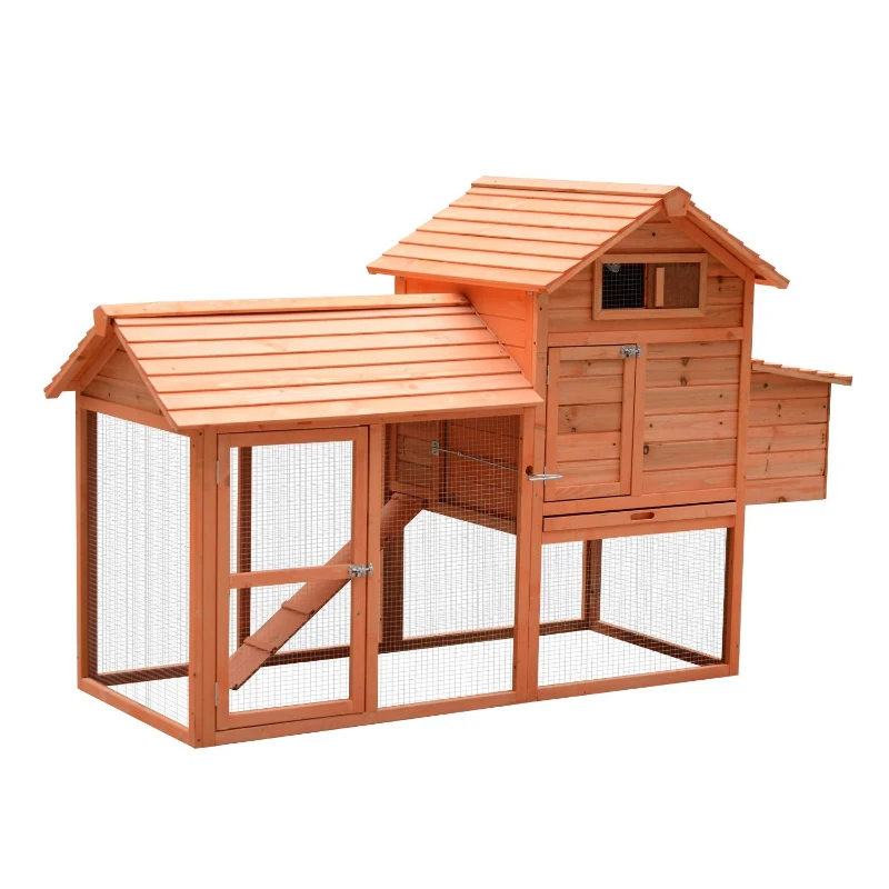 PawHut 82" Deluxe Chicken Coop Wooden Hen House Rabbit Hutch Poultry Cage Pen Backyard with Run and Nesting Box