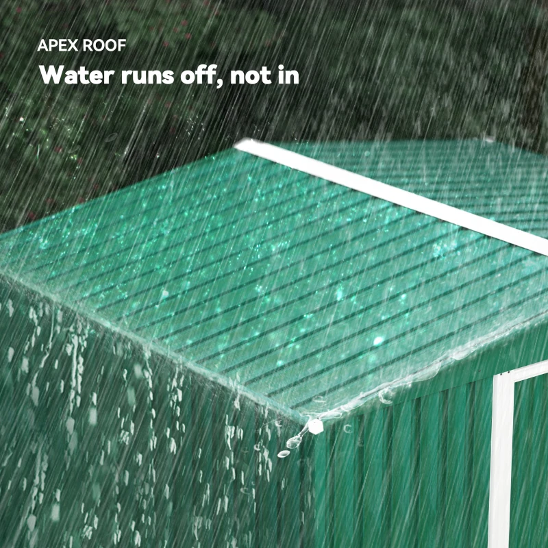 Outsunny 8.5' x 6.8' x 5.8' Practical Backyard Garden Storage Tool Shed Double Sliding Door 4 Ventilation Slots, Green