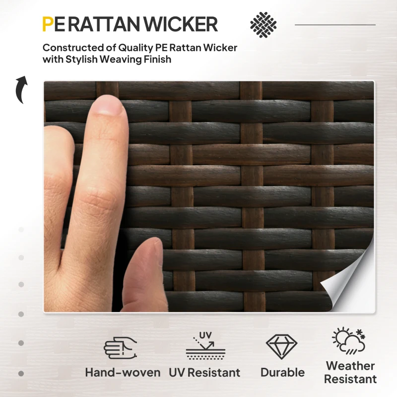 Outsunny 3 Pieces Patio Furniture Set with Cushions, Outdoor PE Rattan Wicker Conversation Corner Sofa Set with Glass Top Table and Adjustable Foot for Garden, Lawn, Cream White