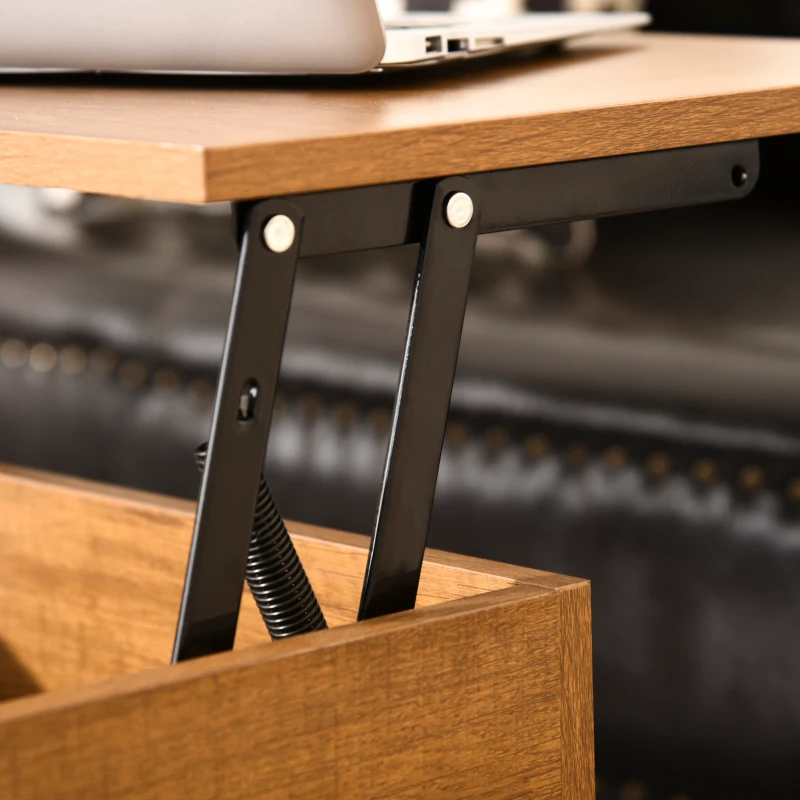 HOMCOM Lift Top Coffee Table with Hidden Storage Compartment Lift Tabletop Center Table for Living Room, Teak