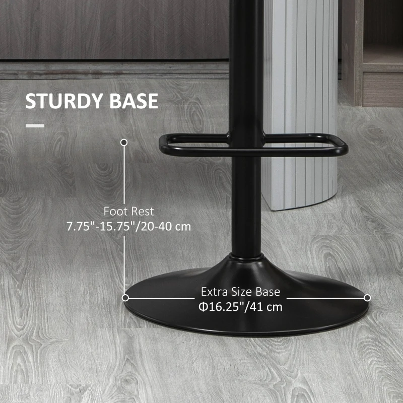 HOMCOM Swivel PU Leather Barstools Set of 2 Adjustable Bar Stools with Footrest Back for Kitchen Counter Dining Room Black