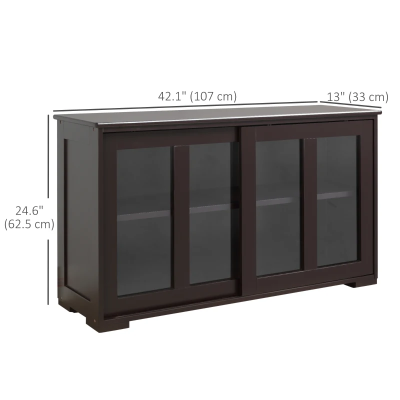 HOMCOM Modern Kitchen Sideboard, Stackable Storage Cabinet, Sliding Glass Door Console, Cupboard Serving Buffet for Kitchen & Dining Room, Coffee