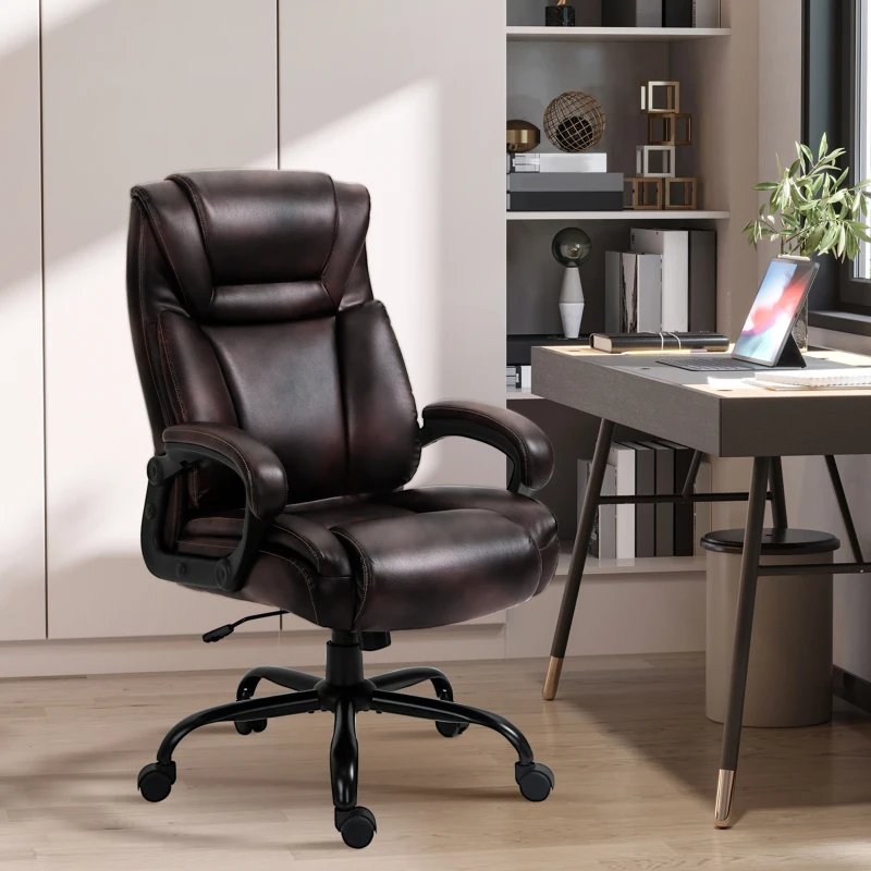 Vinsetto PU Leather Executive Office Chair with High Back, Adjustable Height and Swivel Wheels, 400LBS Capacity, Brown