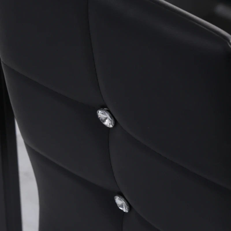 HOMCOM Set of 6 Button Tufted Back Side Chairs with Upholstered Seat, Steel Legs for Living Room, Kitchen, Bedroom, Black