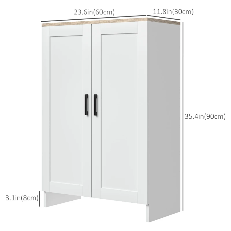 HOMCOM Modern Storage Cabinet with Doors and Adjustable Shelf for Kitchen, Living room, 23.6" x 11.8" x 35.4", White
