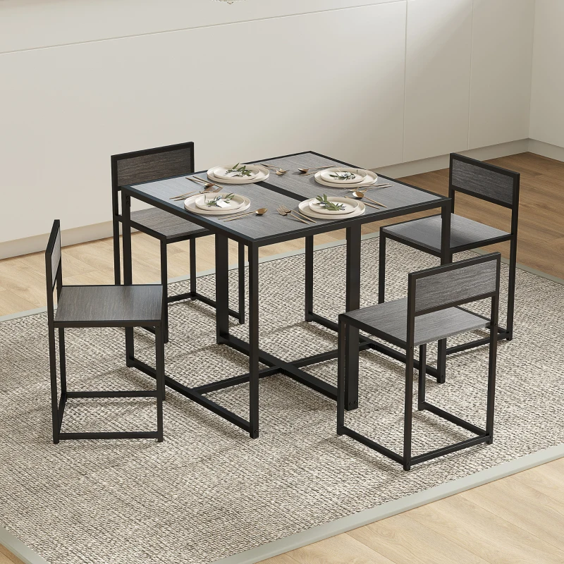 HOMCOM Dining Table Set, Industrial Dining Set for 2, Kitchen Table and Chairs for Small Space, Dining Room Table with Chairs