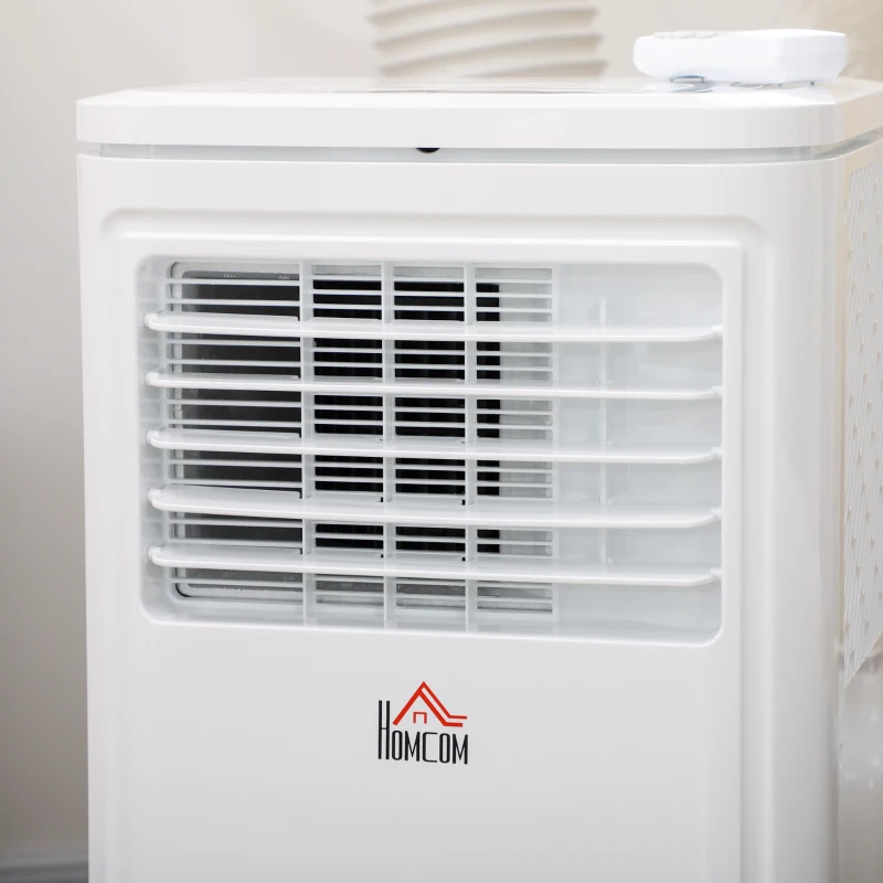 HOMCOM Small Portable AC 8000 BTU, Dehumidifier, Remote Control, 24-Hour Timer, Window Mount Kit for Bedroom, Cream