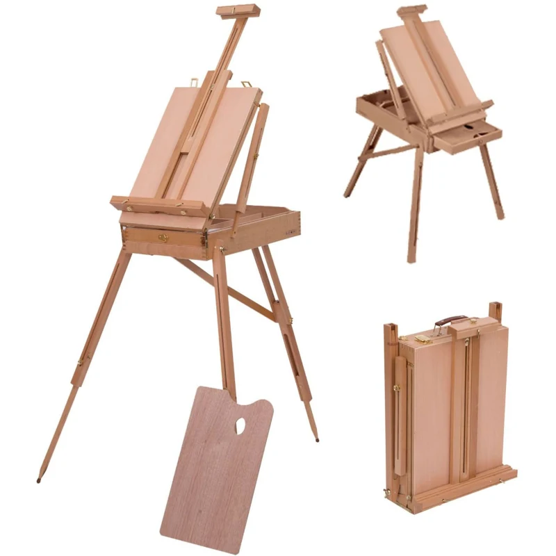 HOMCOM Folding Wood French Artists Easel Set Portable Art Painters Tripod Sketch Craft