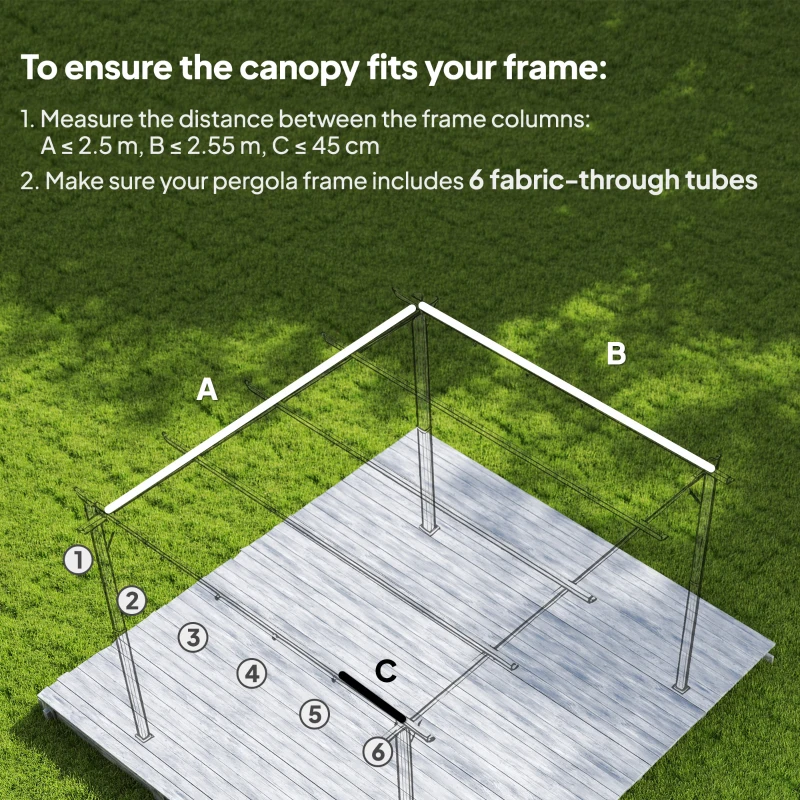 Outsunny 8.2' x 8.4' Retractable Pergola Canopy Replacement, Fit 10' x 10' Frame, Pergola Cover Replacement Top Only, Beige