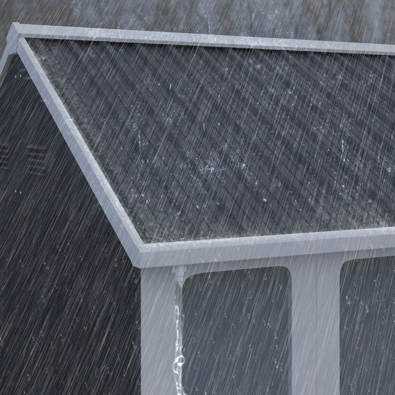 Outsunny 12' x 5.5' Metal Garden Storage Shed, Outdoor Tool Storage House with Lockable Door, Vents, Sloped Roof, Dark Grey