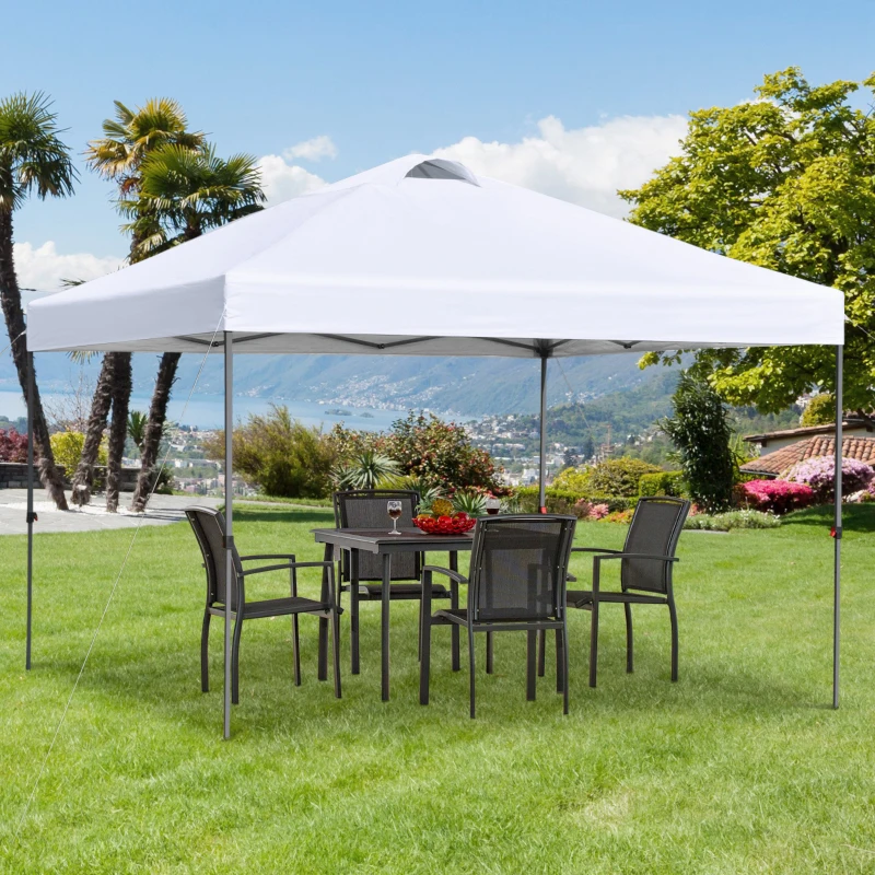 Outsunny 10' x 10' Pop Up Canopy Tent with Airy Top Vents and Wheeled Carry Bag for Outdoor, Garden, Patio, White