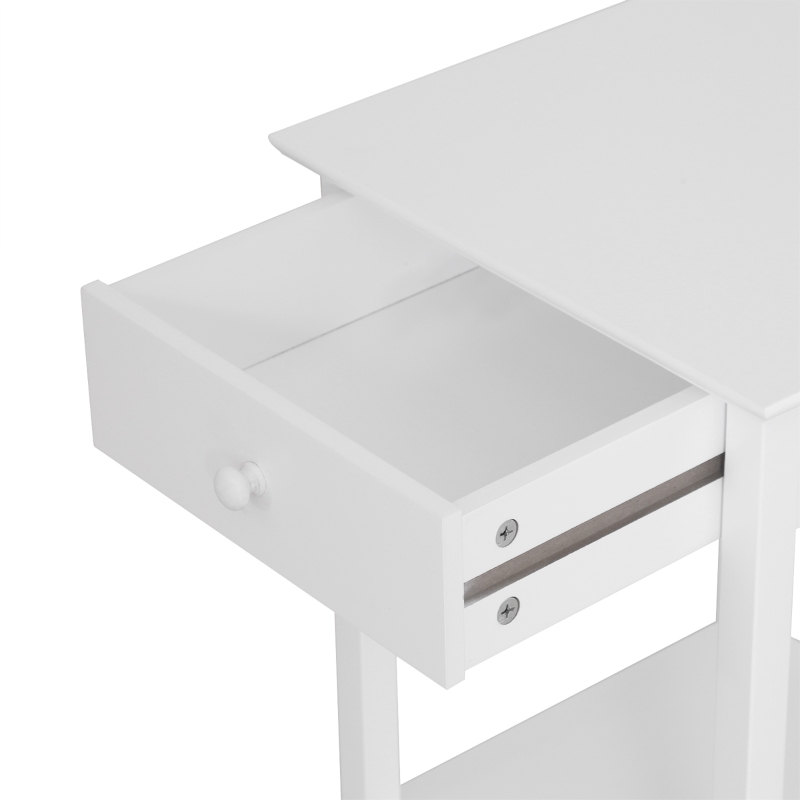 HOMCOM Multipurpose Bedside Table Night Stand W/ Drawer and Storage Shelf End Side Table Bedroom White