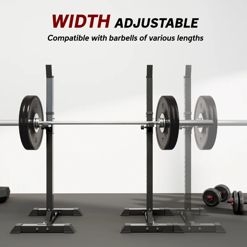 Soozier Adjustable Stable Power Squat Stand Portable 2 Bars Barbell Holder Weight Rack Black