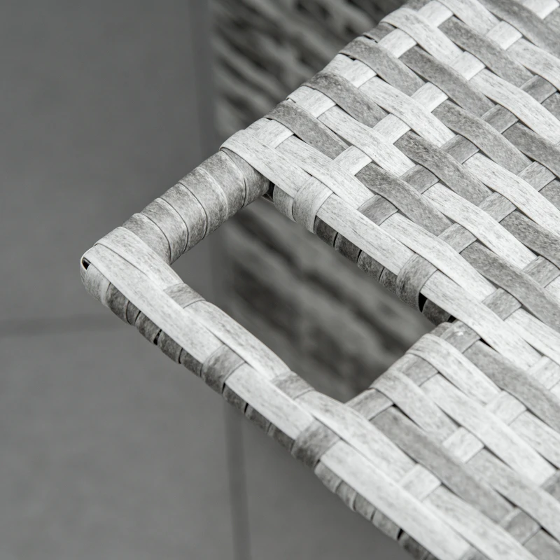 Outsunny 2 Piece Rattan Outdoor Daybed, 2 Seater Sofa Set with Footstool, Storage, Cushions and Pillows for Garden, Patio, Grey