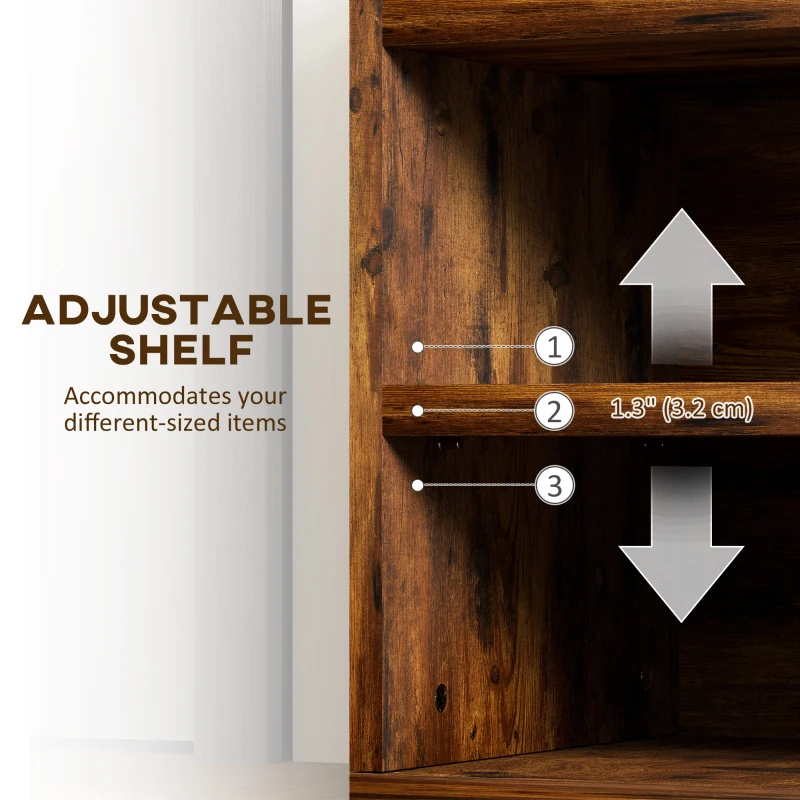 HOMCOM Shoe Bench Entryway Storage Rack with Padded Cushion, Hidden Storage for Hallway, Living Room, Rustic Brown