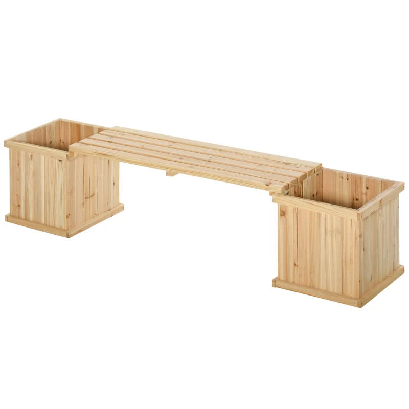 Outsunny Garden Planter with Raised Garden Bed Bench for Patio Park, 69.25" x 15" x 15.75", Natural