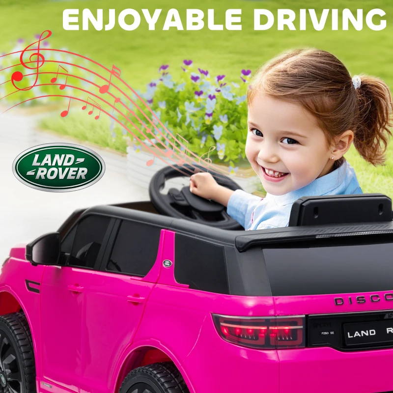 Qaba Land Rover Discovery Sport Licensed 12V Ride on Car w/ Remote, Soft Start, LED Lights, Music Horn, Pink