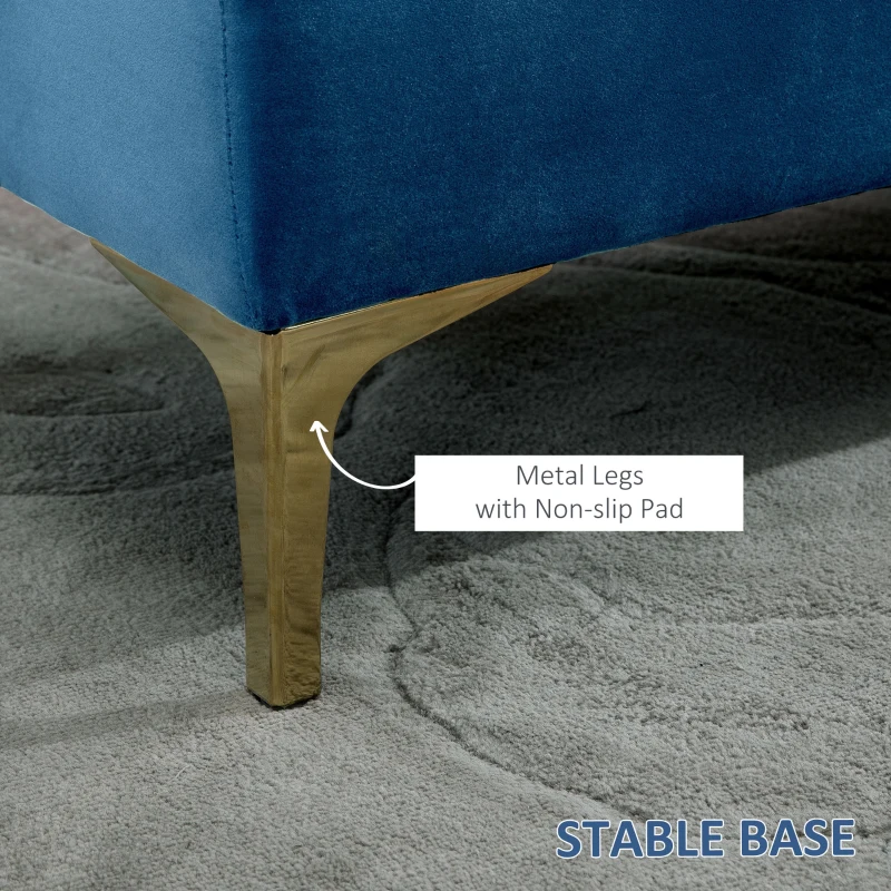 HOMCOM End of Bed Bench, Upholstered Bench, Entryway Shoe Bench with Button Tufted for Living Room, Bedroom, Blue