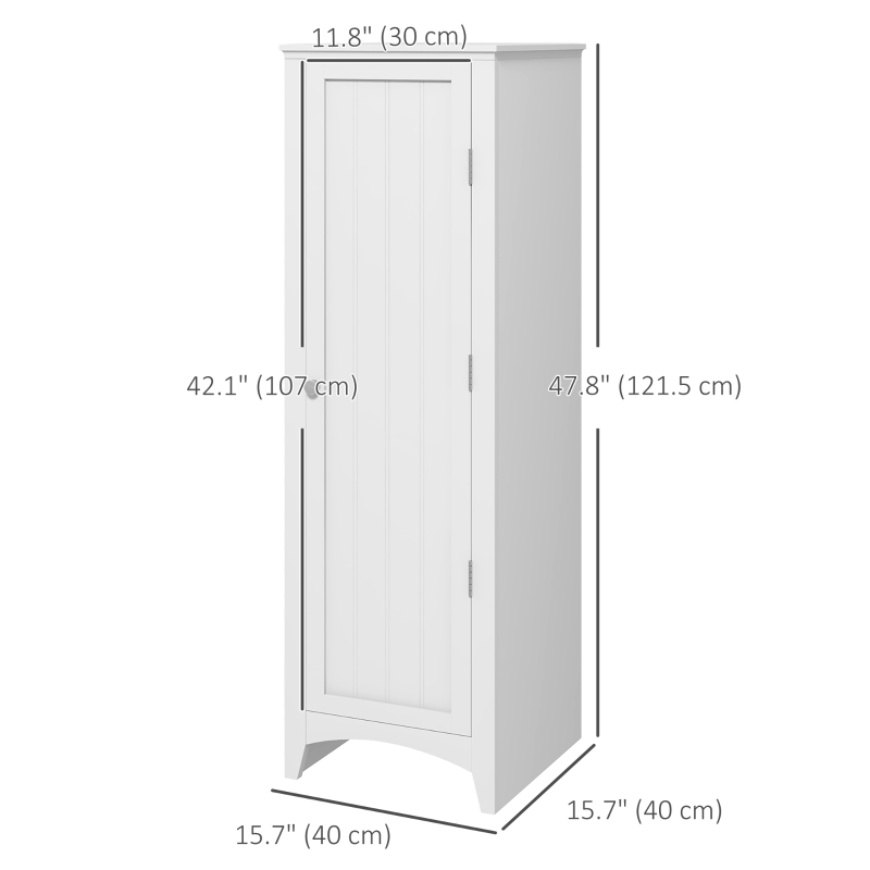 HOMCOM 48" Kitchen Pantry Storage Cabinet, Single Door Kitchen Cabinet with 4 Tier Shelving and Adjustable Shelves, White