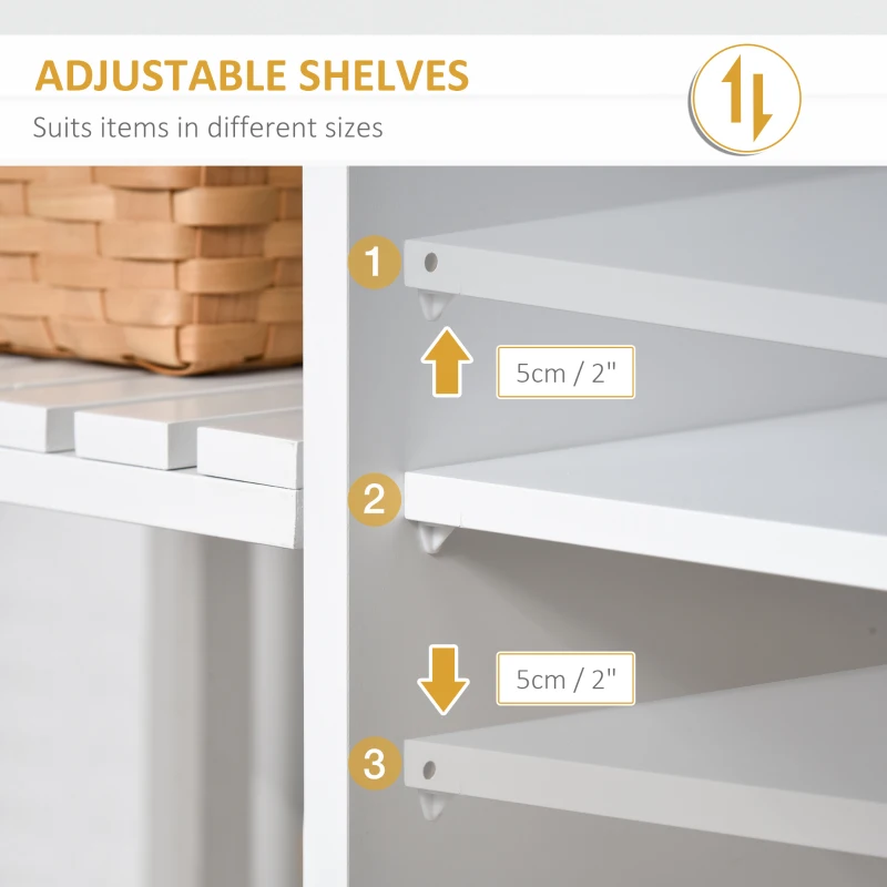 HOMCOM Kitchen Cart on Wheels, Utility Storage Island with Rubber Wood Top, Towel Rack, Cabinets, Drawers, White
