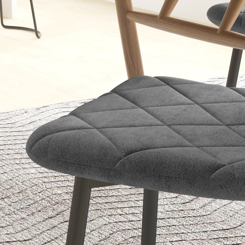 HOMCOM Dining Chairs Set of 4, Upholstered Dining Room Chairs with Steel Legs, Modern Kitchen Chair for Dining Room, Grey