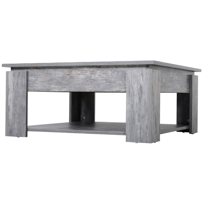 HOMCOM Modern Coffee Table with Storage Shelf, Square  Cocktail Table, Center Table for Living Room, Grey