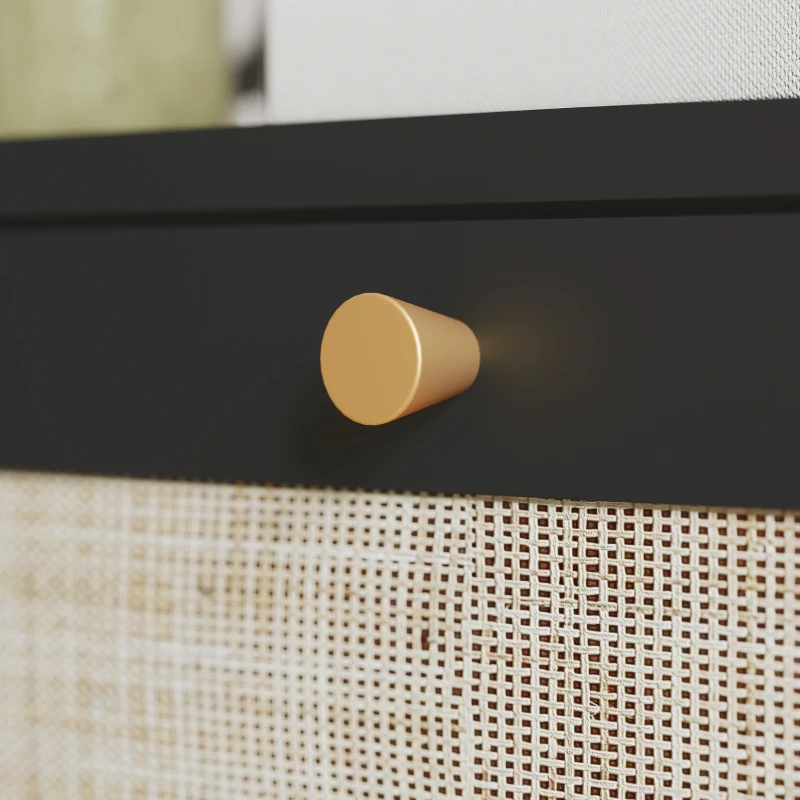 HOMCOM Narrow Shoe Storage Cabinet, Rattan Shoe Cabinet with 4 Flip Drawers and Adjustable Shelves for 20 Pairs, Black