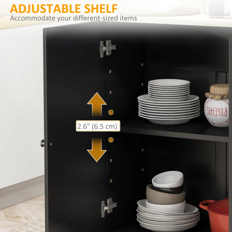 HOMCOM Kitchen Island on Wheels, Kitchen Cart with Drop Leaf, Drawers, Black