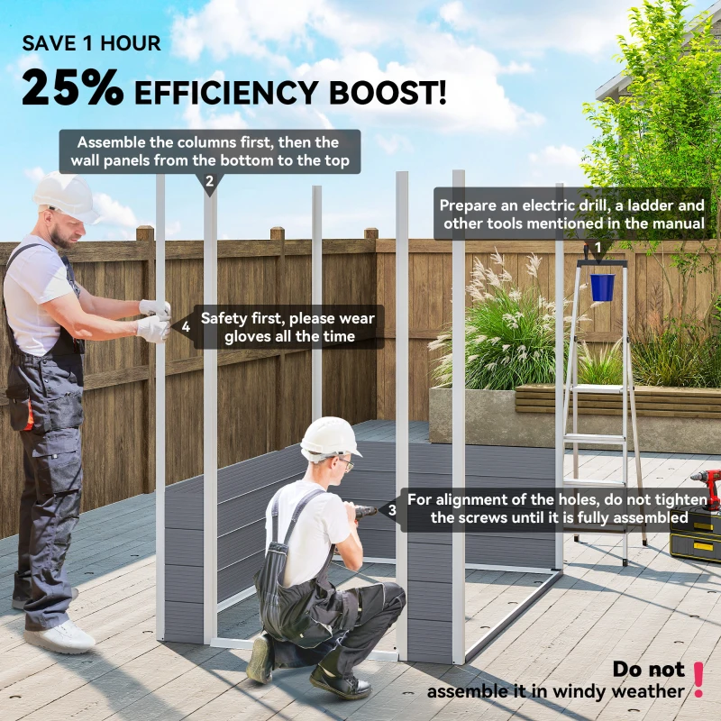 Outsunny 4.5' x 6' Garden Storage Shed with Latch Door, Vents, Sloped Roof, Light Grey