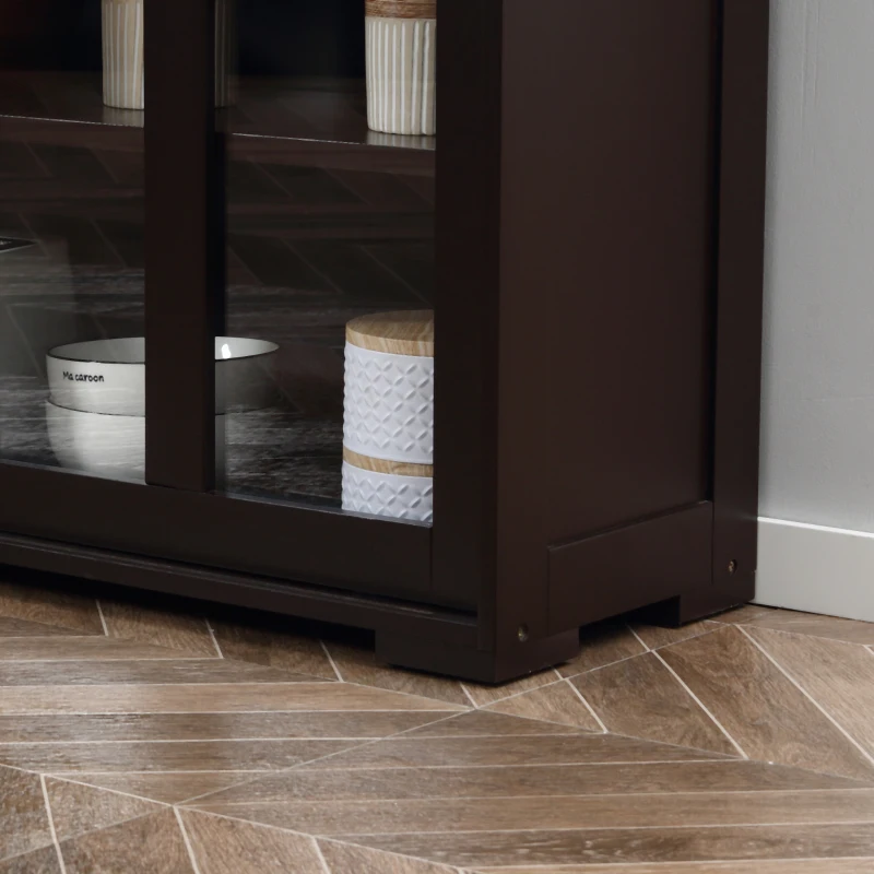 HOMCOM Modern Kitchen Sideboard, Stackable Storage Cabinet, Sliding Glass Door Console, Cupboard Serving Buffet for Kitchen & Dining Room, Coffee