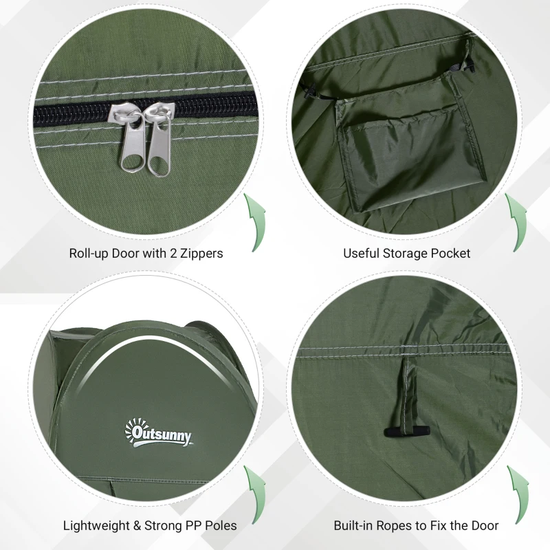 Army Green Popup Shower Tent - Portable Changing Room
