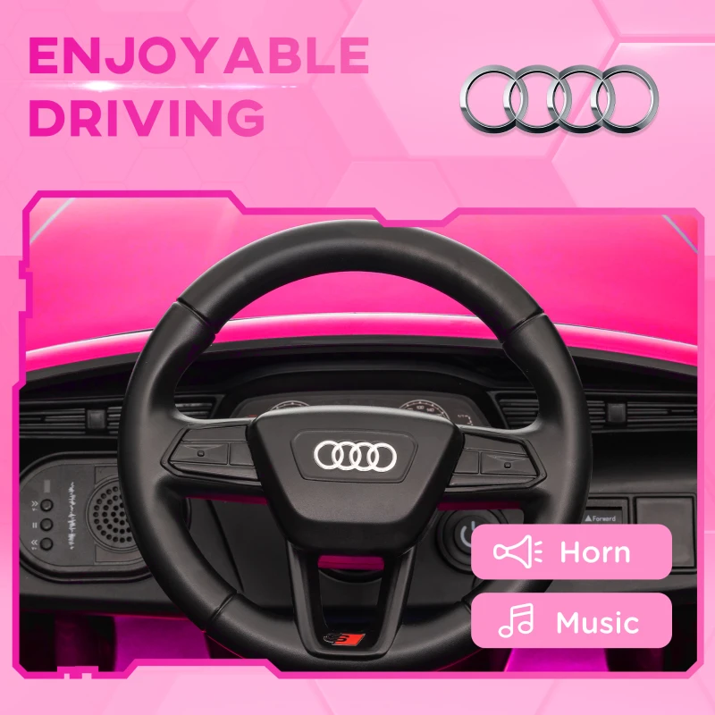 Qaba 12V Ride-On Car with Remote Control, Battery Powered Audi Q8 etron Sportback Licensed, for Kids 3-4 years old, Pink