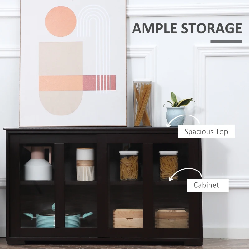 HOMCOM Modern Kitchen Sideboard, Stackable Storage Cabinet, Sliding Glass Door Console, Cupboard Serving Buffet for Kitchen & Dining Room, Coffee