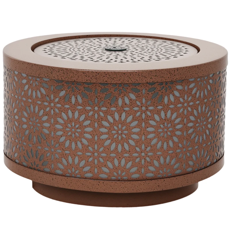 Outsunny Outdoor Water Fountain with LED Lights, 10" Tall Garden Waterfall Fountain with Adjustable Flow, Brown