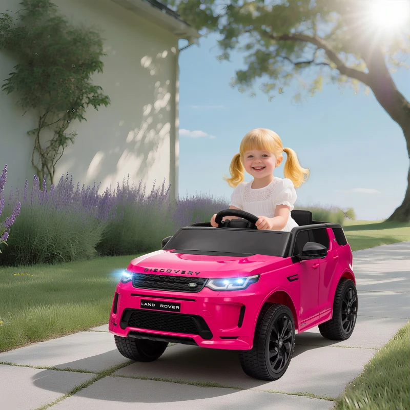 Qaba Land Rover Discovery Sport Licensed 12V Ride on Car w/ Remote, Soft Start, LED Lights, Music Horn, Pink