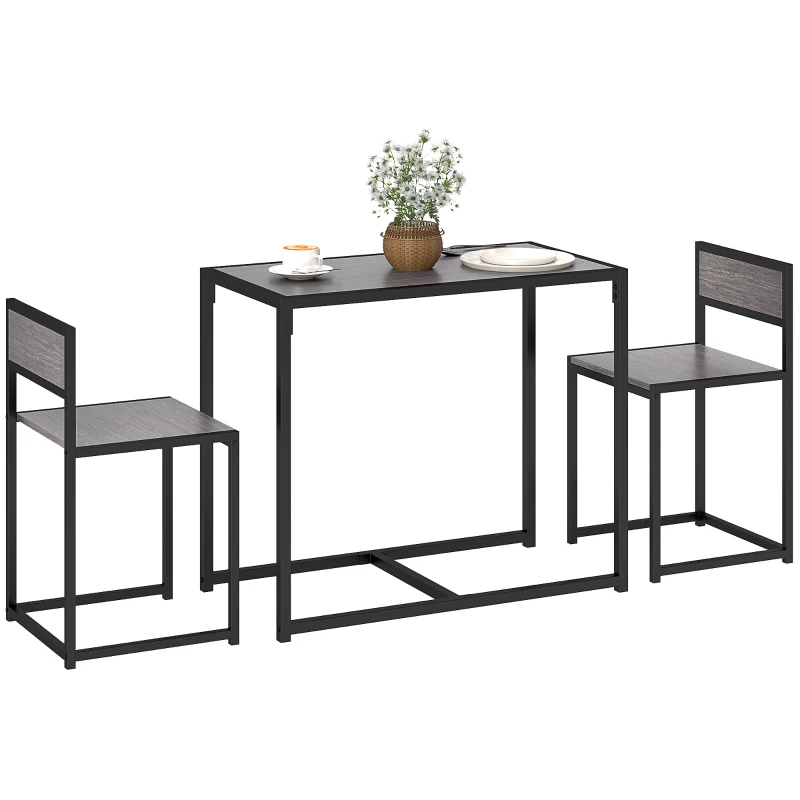 HOMCOM Dining Table Set, Industrial Dining Set for 2, Kitchen Table and Chairs for Small Space, Dining Room Table with Chairs