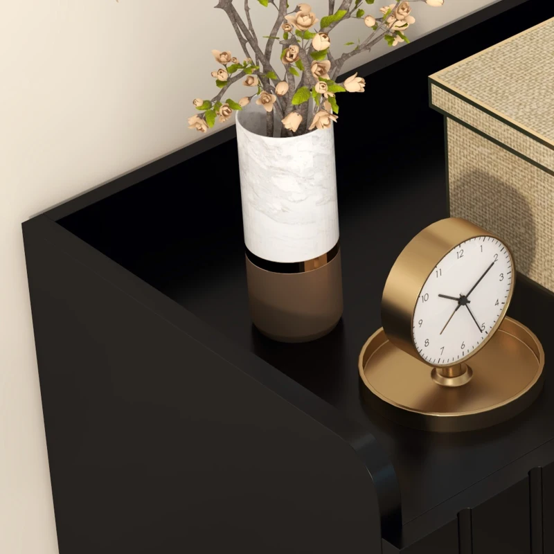 HOMCOM Entryway Shoe Storage Cabinet, Narrow Shoe Cabinet with Adjustable Shelves and Open Shelf for 15 Pairs of Shoes, Black