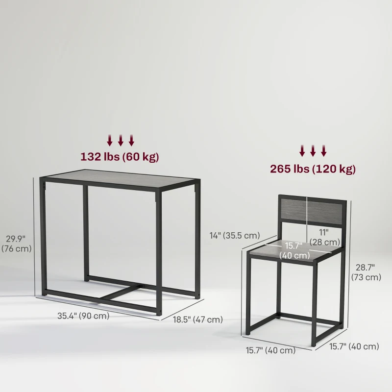 HOMCOM Dining Table Set, Industrial Dining Set for 2, Kitchen Table and Chairs for Small Space, Dining Room Table with Chairs