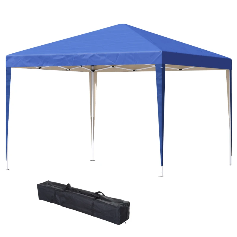 Outsunny 10 x 10ft Folding Pop Up Tent Outdoor Gazebo Canopy with Carrying Bag, Blue
