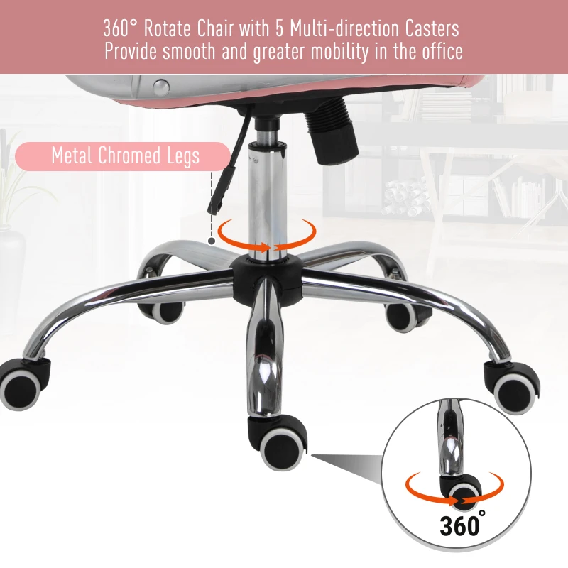 Vinsetto Office Chair, Computer Desk Chair with Adjustable Height and Tufted Back, Pink