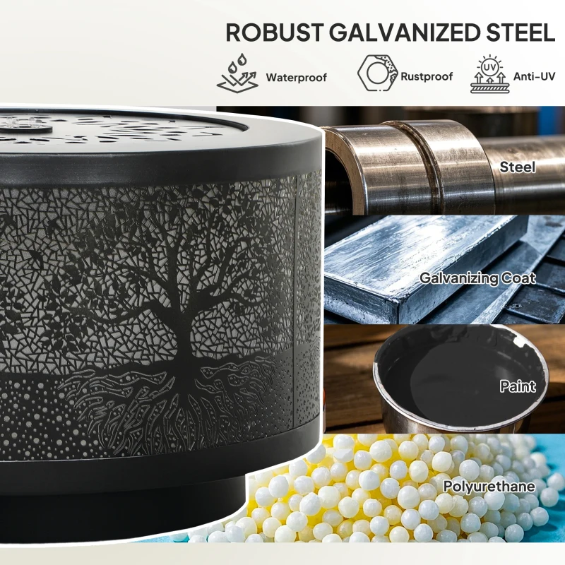 Outsunny Outdoor Water Fountain with LED Lights, 10" Tall Garden Waterfall Fountain Feature with Adjustable Flow, Black