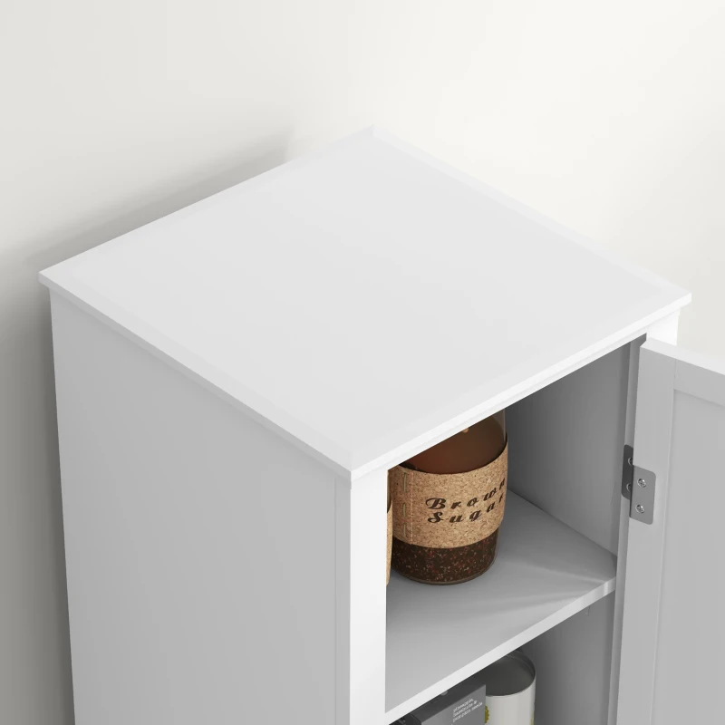 HOMCOM 48" Kitchen Pantry Storage Cabinet, Single Door Kitchen Cabinet with 4 Tier Shelving and Adjustable Shelves, White