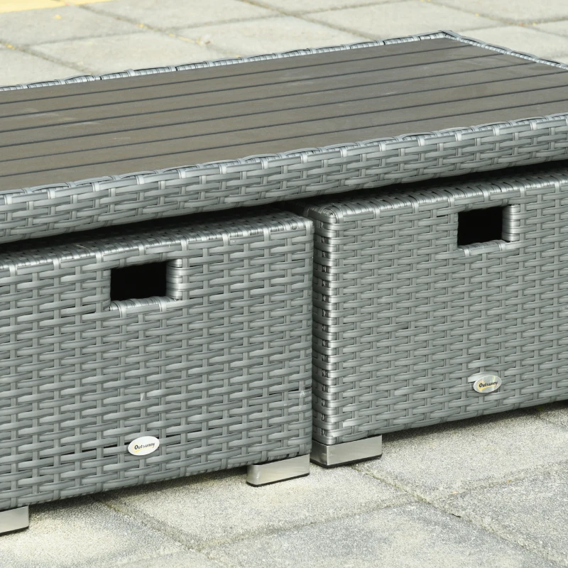 Outsunny 6 PCS Outdoor Rattan Wicker Sofa Set Patio All Weather Furniture w/ Tea Table & Cushion for Backyard Garden Grey